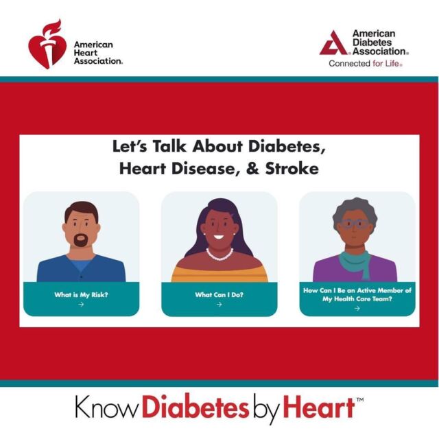 Please see the American Heart Association’s interactive guide for all you need to know about living with type 2 diabetes and lowering your risk of heart disease and stroke. http://spr.ly/61873Ltnf. 

#KnowDiabetesbyHeart
#iamthechange