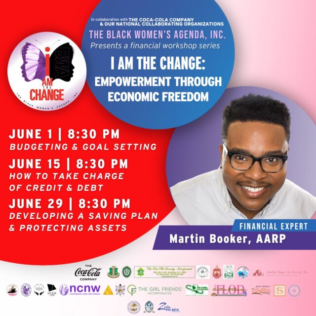 Mark your calendars for the Black Women's Agenda, Inc. Virtual Financial Workshop Series happening in June!

Register here: bit.ly/3orVNdI

#bwaeconomicfreedom #iamthechange #bwainc