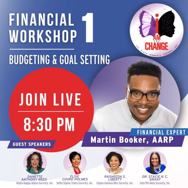 Live tonight at 8:30 pm ET 

Join the Livestream: http://bit.ly/3BRJier

Unlock your financial potential and pave the path to success with The BWA, Inc. Financial Workshop 1 and master the art of goal setting and budgeting. 

#bwaeconomicfreedom #iamthechange #bwainc